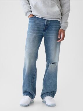 GAP Men's 90’s Loose fit  Light Blue Distressed Jeans 36/32